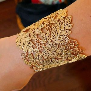 Gold lace cuff bracelet